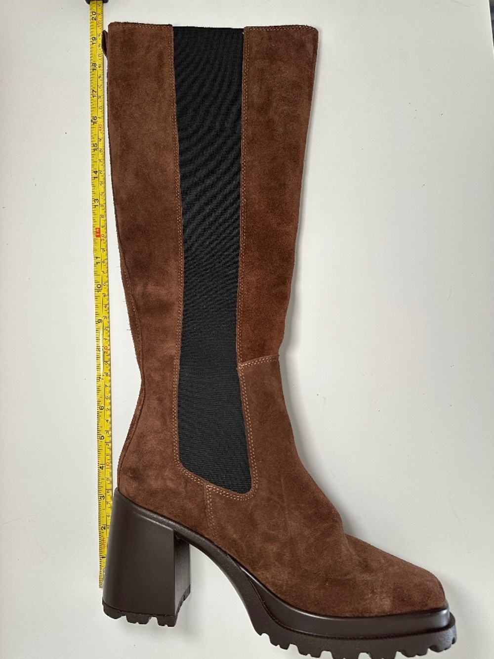NWOT Knee High Brown Suede Leather Lug Sole Steve Madden Alesti Boots size 8 - Picture 5 of 10